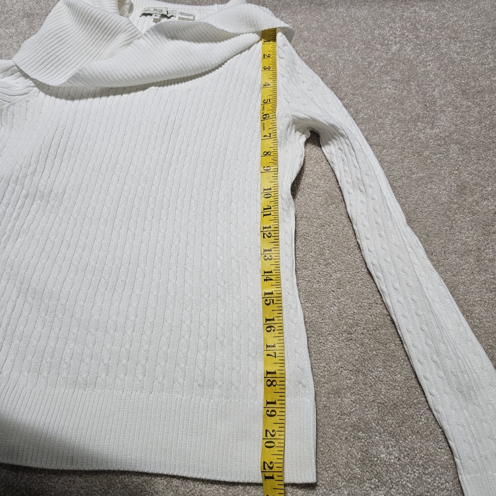 Pria White Off Shoulder Cable Knit Sweater Top S - Picture 6 of 6